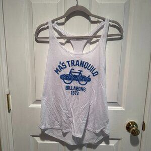 Billabong White Tank Top "Mas Tranquilo" - Size Medium